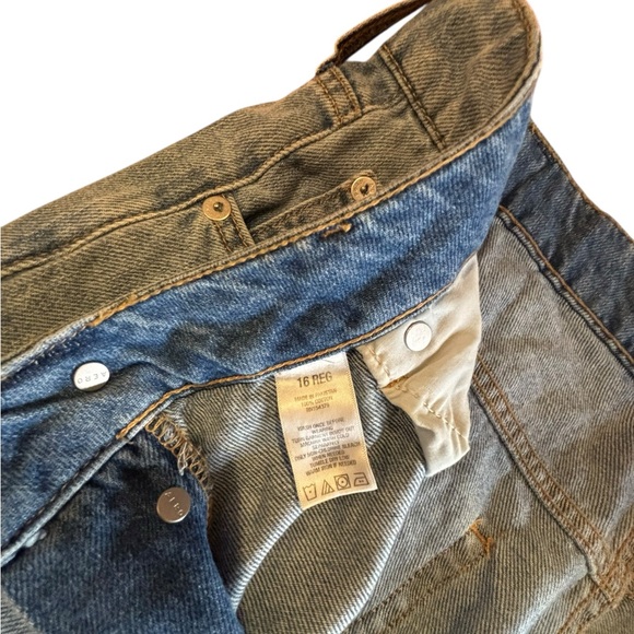 Aeropostale Women’s Faded Blue Super High Rise Wide Leg Button Fly Jeans Size 16 - Picture 6 of 10